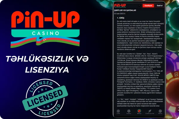 Təhlükəsizlik və Lisenziya Pin Up Casino